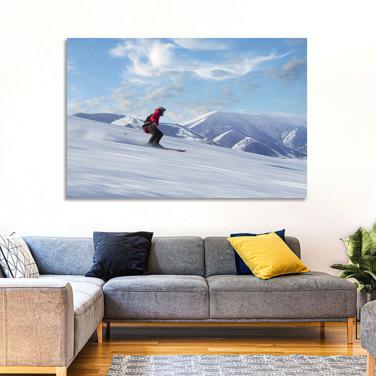 Skier on Snowy Mountain Slope Wall Art
