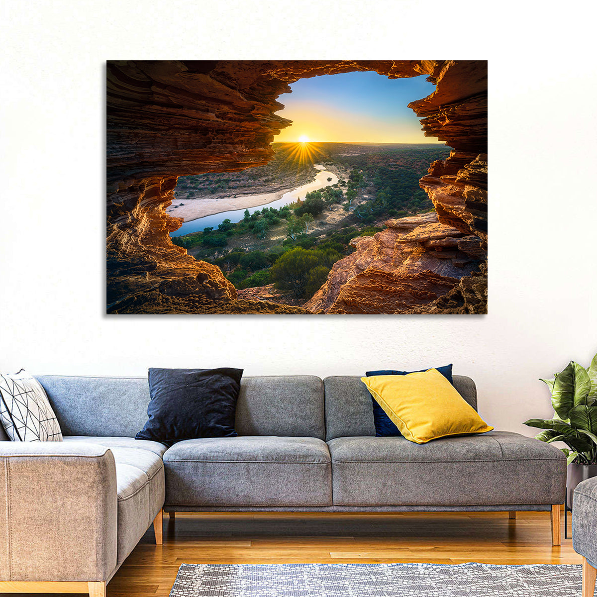 Nature's Window Sunrise, Kalbarri Wall Art in a room, landscape