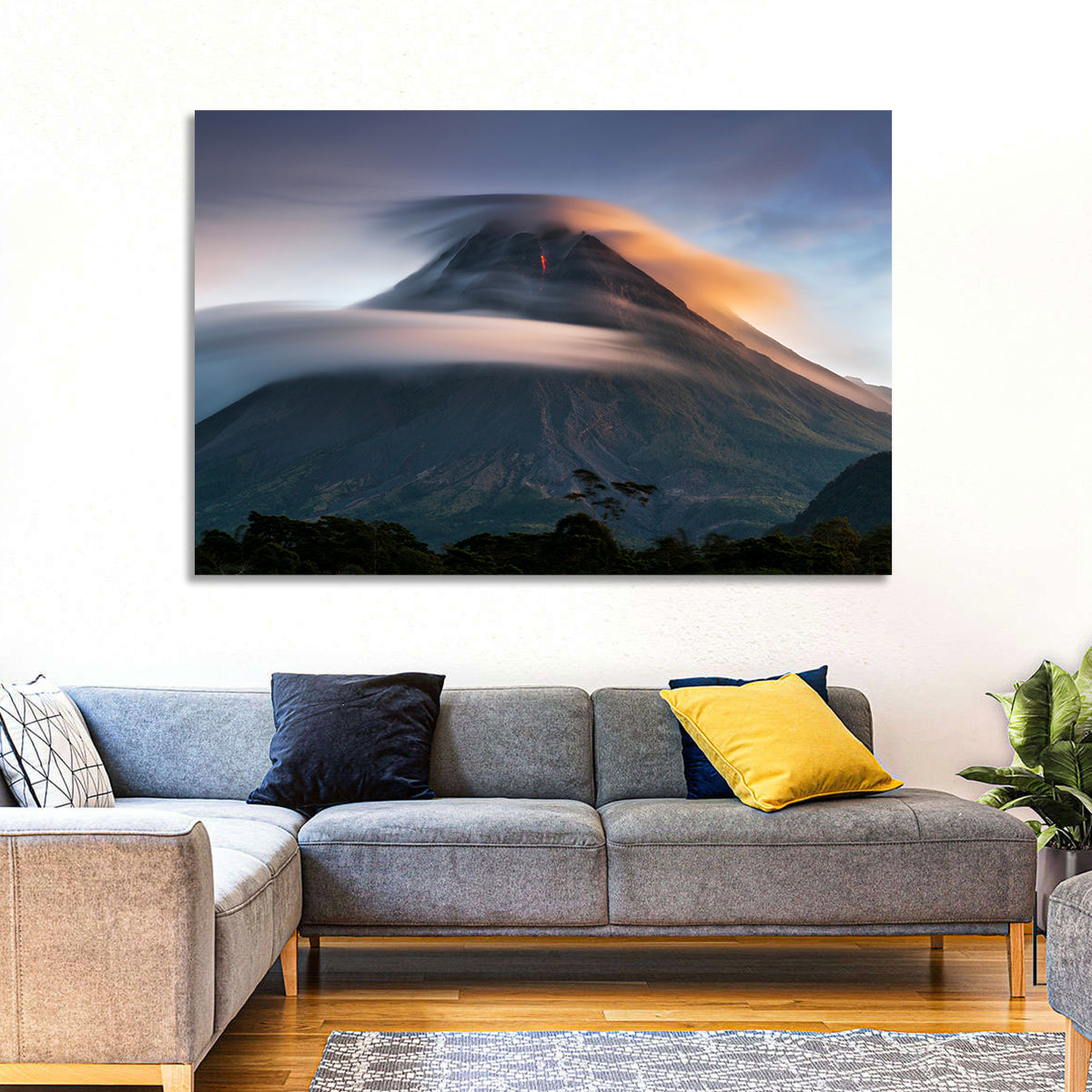 Mount Merapi at Dusk Wall Art