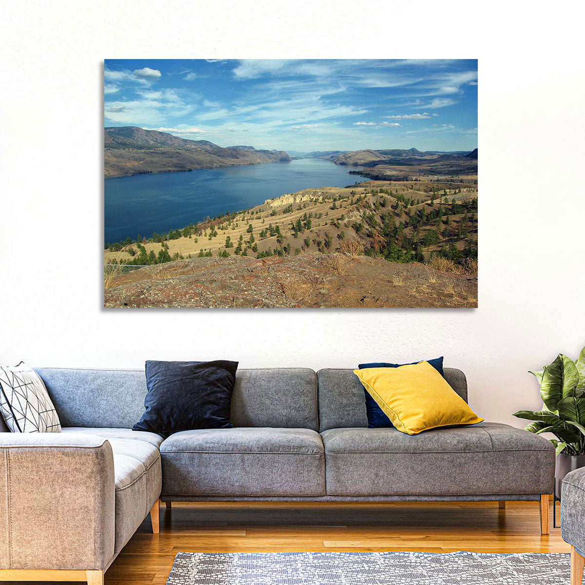 Kamloops Lake View Wall Art in a room, landscape