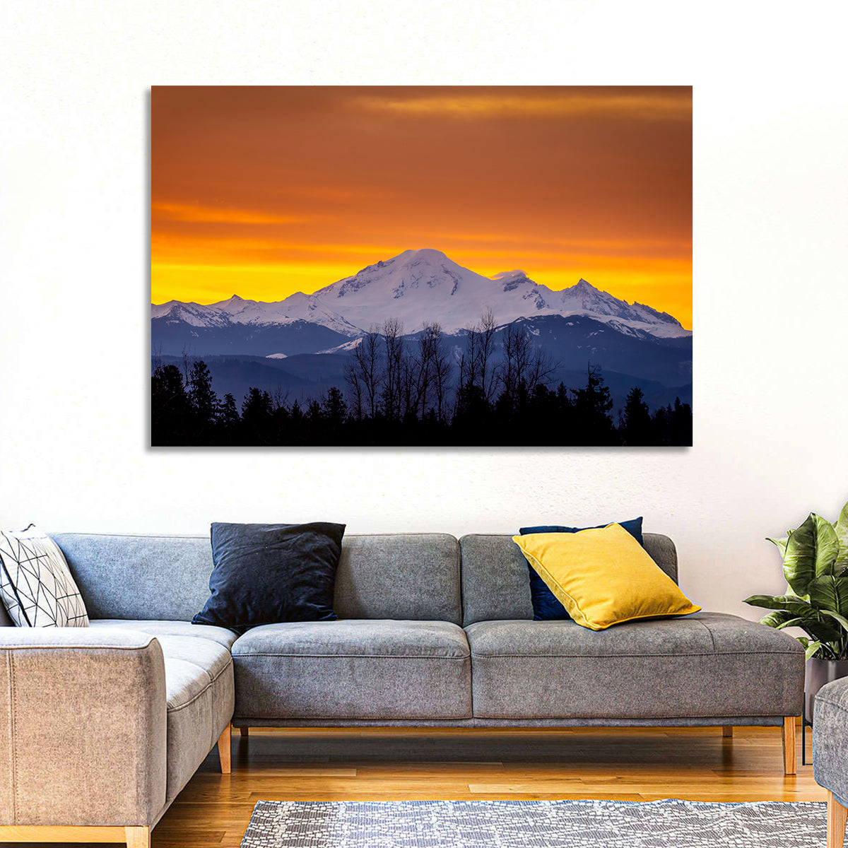 Sunrise Over Mount Baker Wall Art in a room, landscape