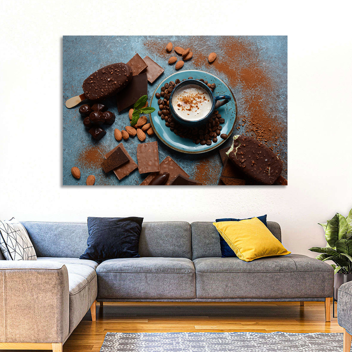 Coffee and Ice Cream Still Life Wall Art in a room, landscape