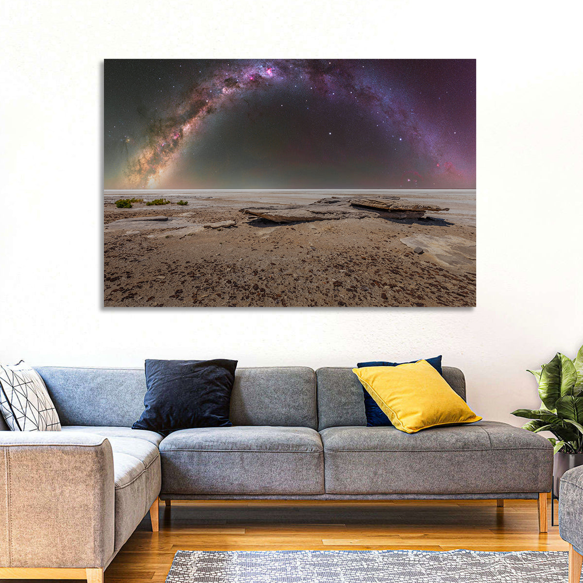 Lake Eyre Milky Way Wall Art in a room, landscape