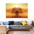 Golden Haze Tree at Sunset Wall Art