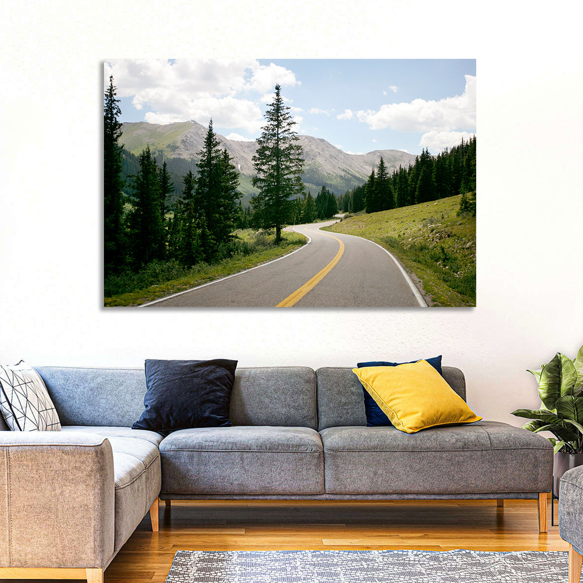 Colorado Mountain Road Wall Art in a room, landscape