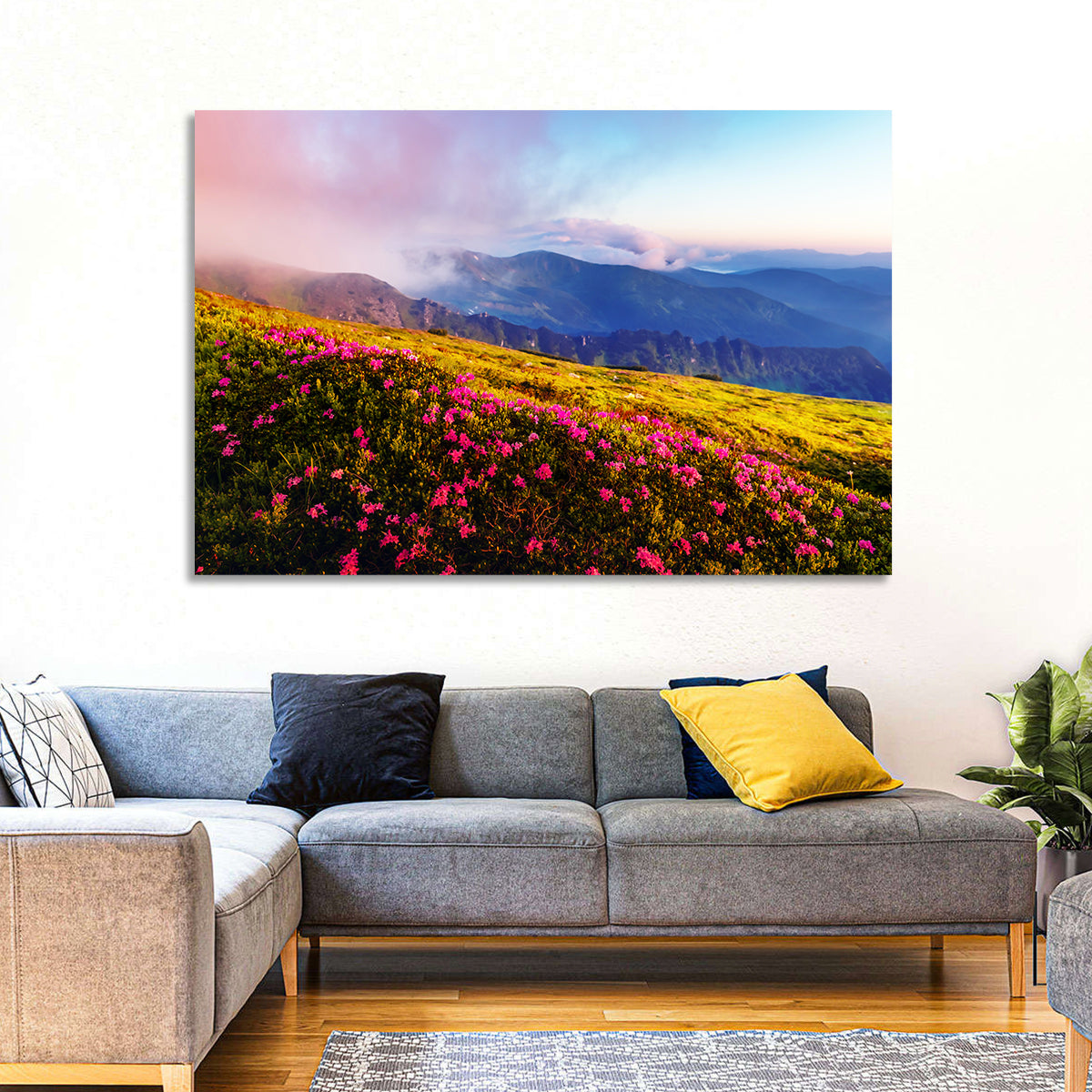 Alpine Rhododendron Meadow at Golden Hour Wall Art