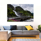 Låtefossen Stone Bridge and Waterfall Wall Art