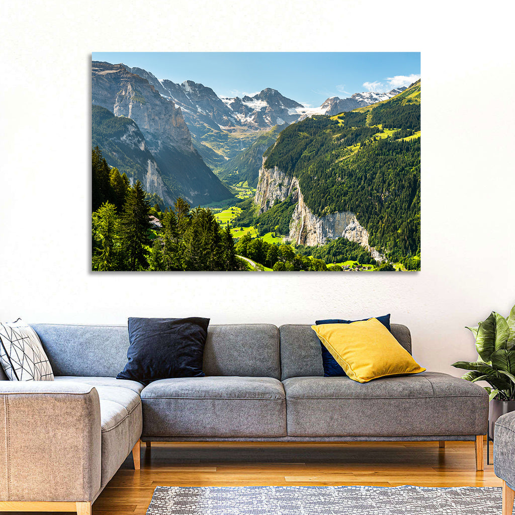Lauterbrunnen Valley Waterfall View Wall Art
