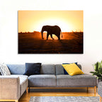 Golden Hour Elephant Silhouette Wall Art