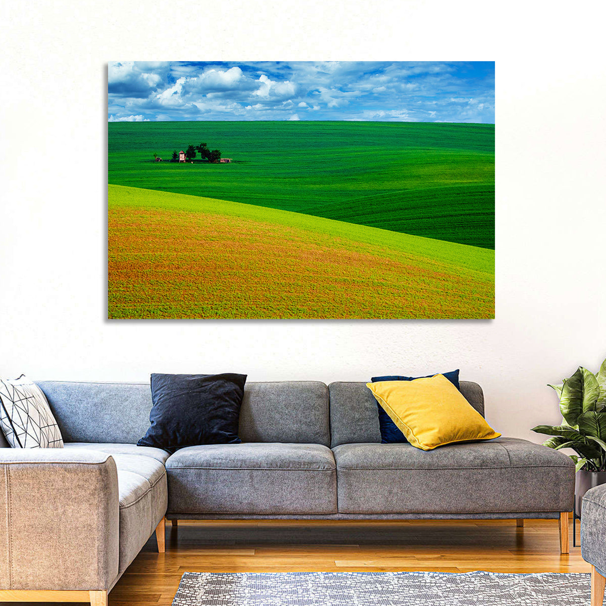 Golden Field and Green Hillside Wall Art