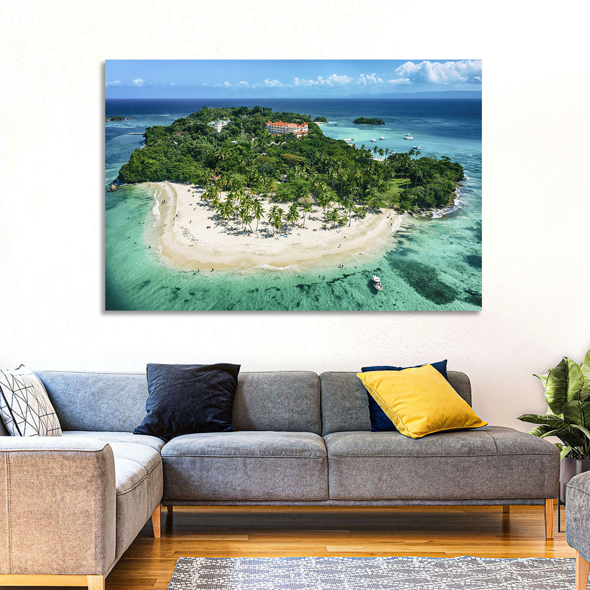 Cayo Levantado Aerial Beach Resort Wall Art in a room, landscape