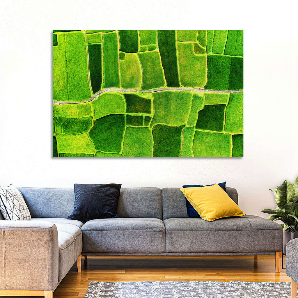 Verdant Rice Terrace Grid Wall Art