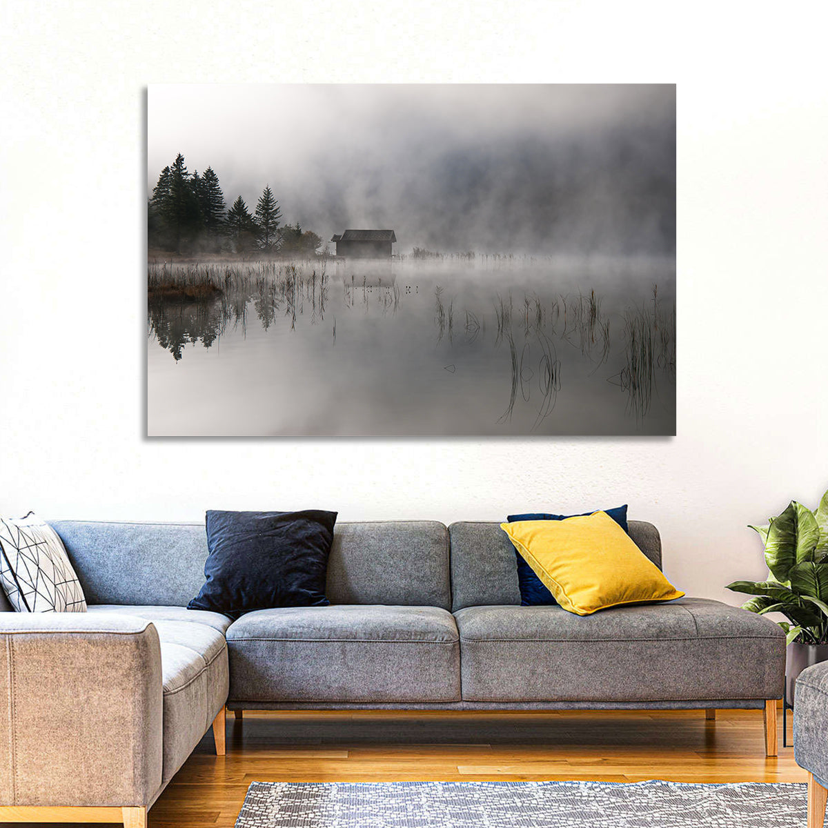 Ferchensee Morning Mist Wall Art in a room, landscape