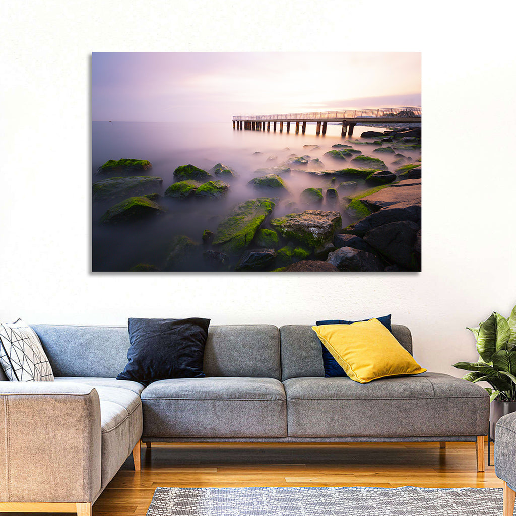 Florya Beach Pier at Lavender Dusk Wall Art