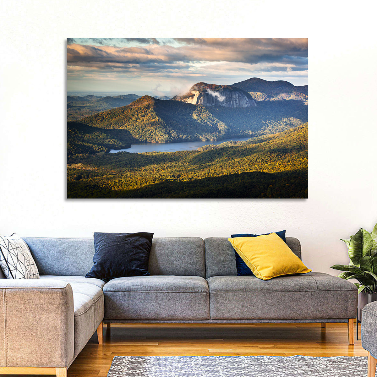 Table Rock Sunrise Over Looking Glass Rock Wall Art in a room, landscape