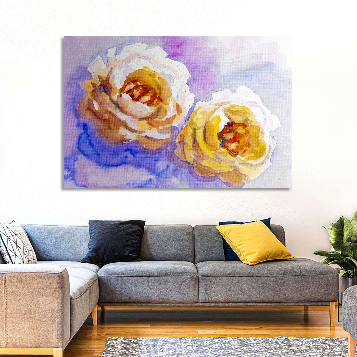 Diagonal Rose Pair Study Wall Art