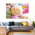 White and Gold Rose Bouquet Wall Art