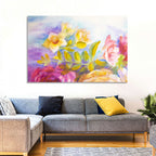 Pink and Yellow Watercolor Blossoms Wall Art