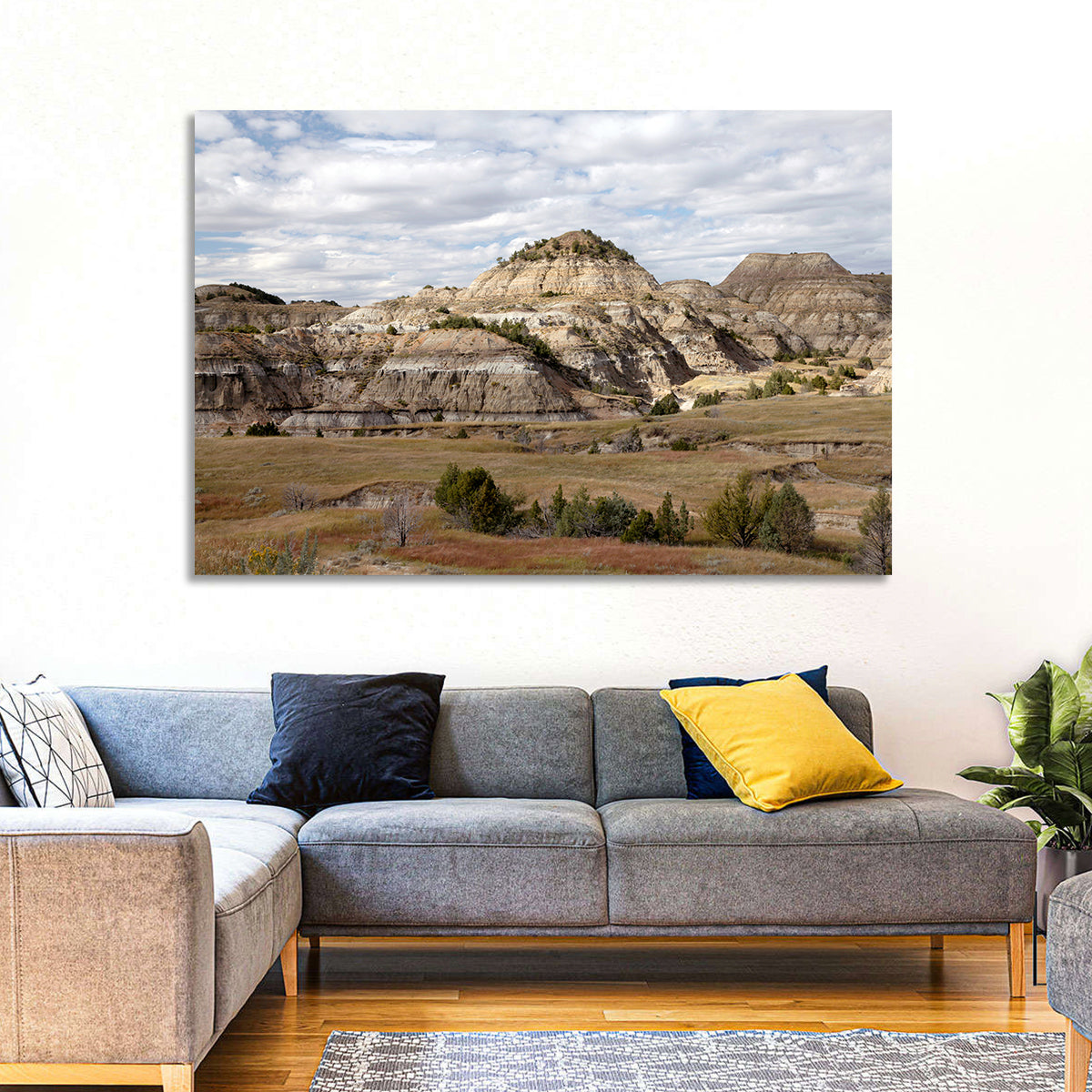 Theodore Roosevelt Badlands Vista Wall Art in a room, landscape