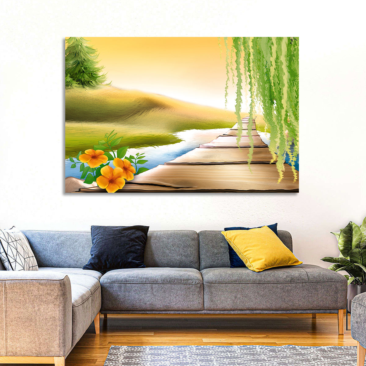 Golden Hour Willow Walkway Wall Art