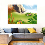Sunny Mountain Meadow Illustration Wall Art