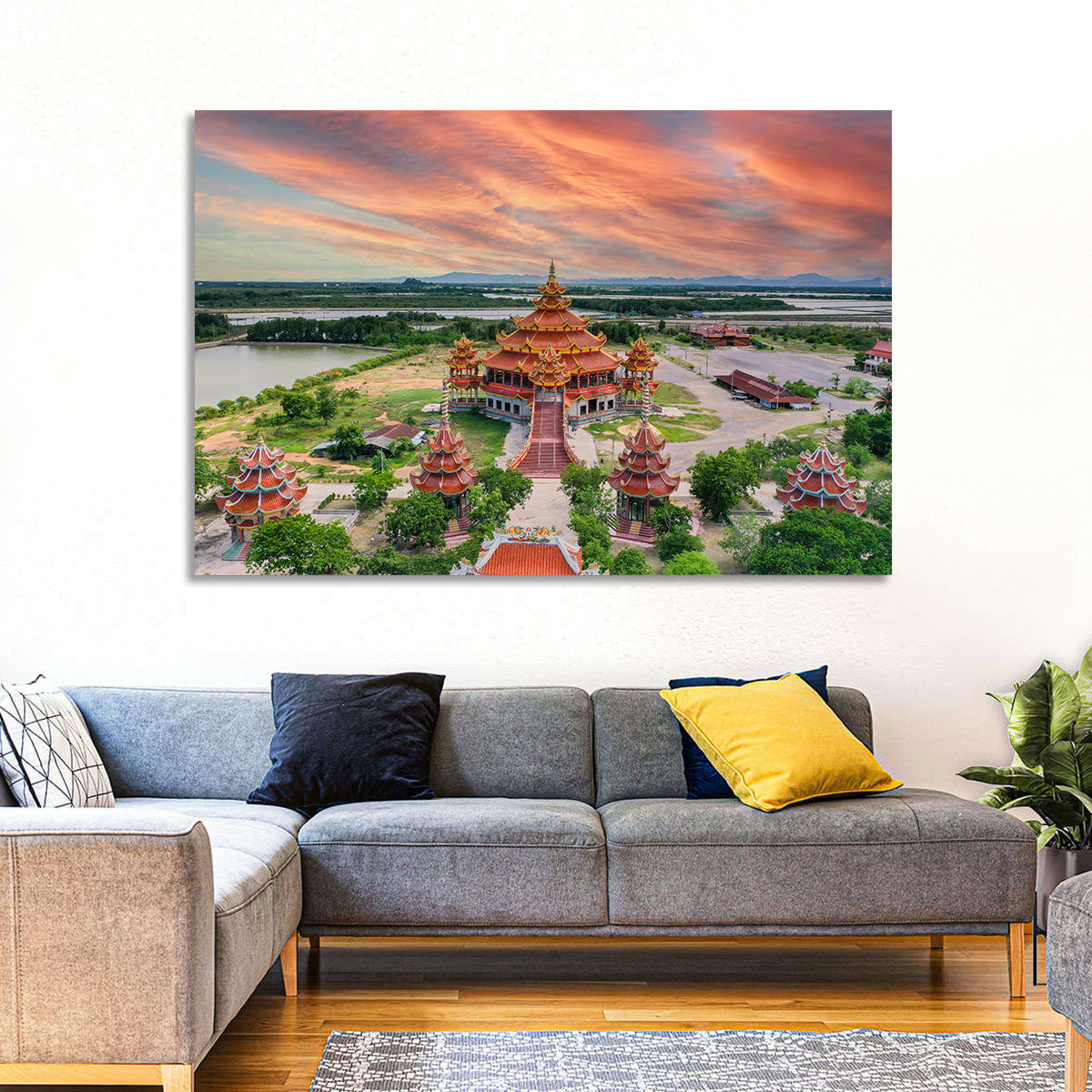 Wat Petch Suwan Temple at Sunset Wall Art