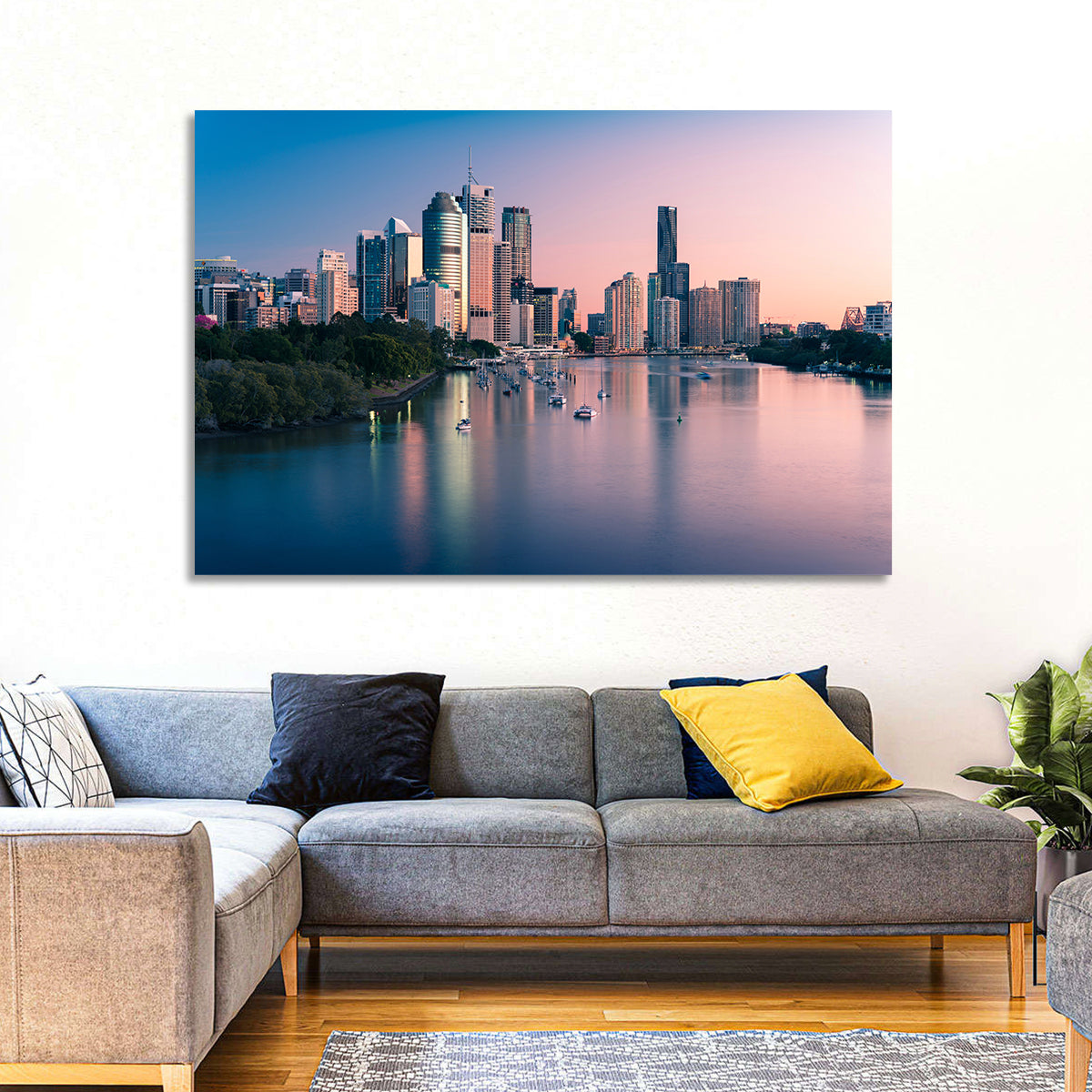 Brisbane River Skyline at Dusk Wall Art