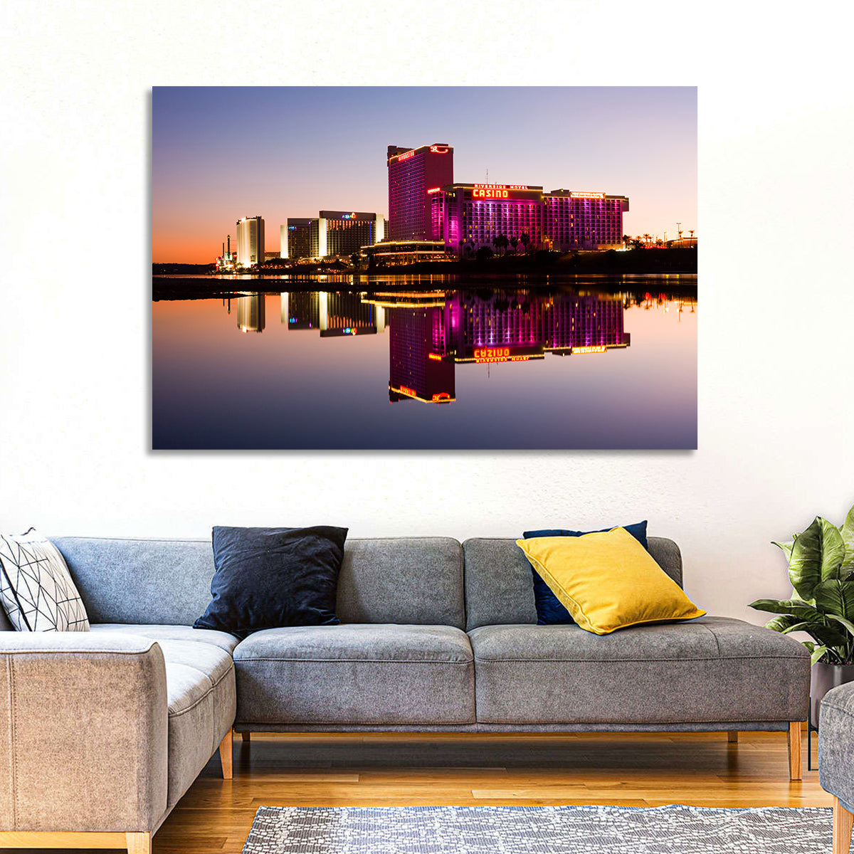 Laughlin Riverside Reflection Wall Art in a room, landscape