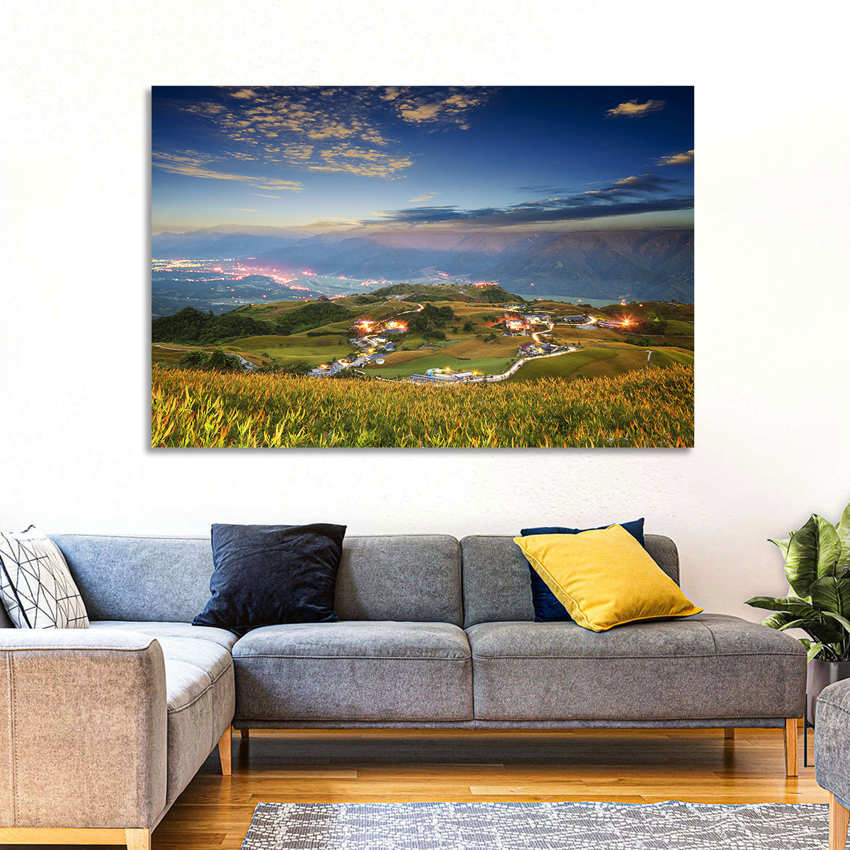 Sixty Stone Mountain Nightscape Wall Art in a room, landscape