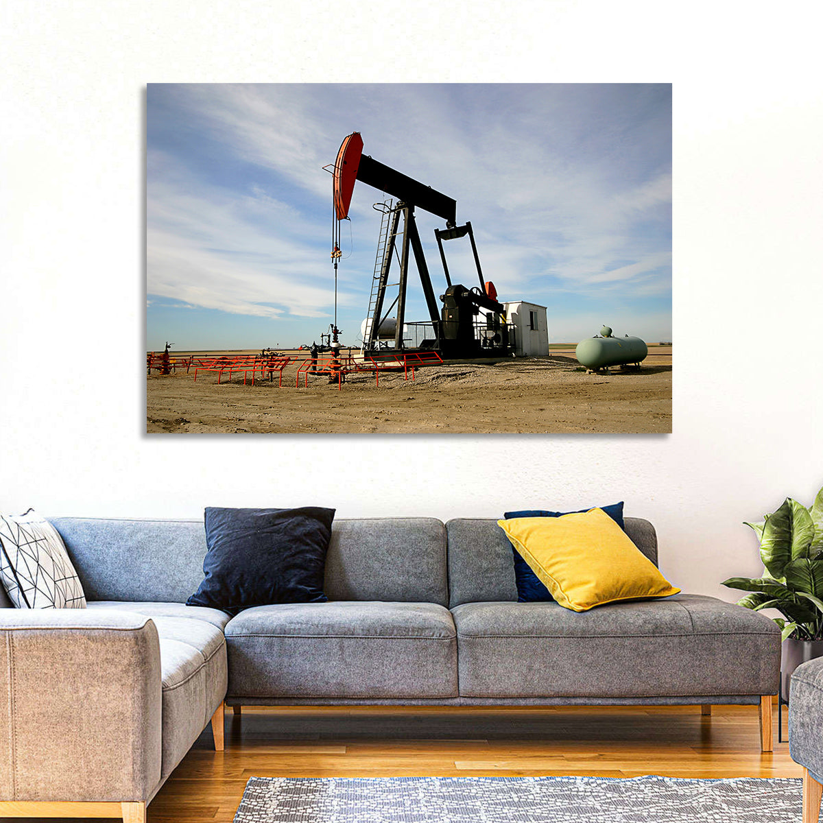 Pump Jack with Storage Tank Wall Art in a room, landscape