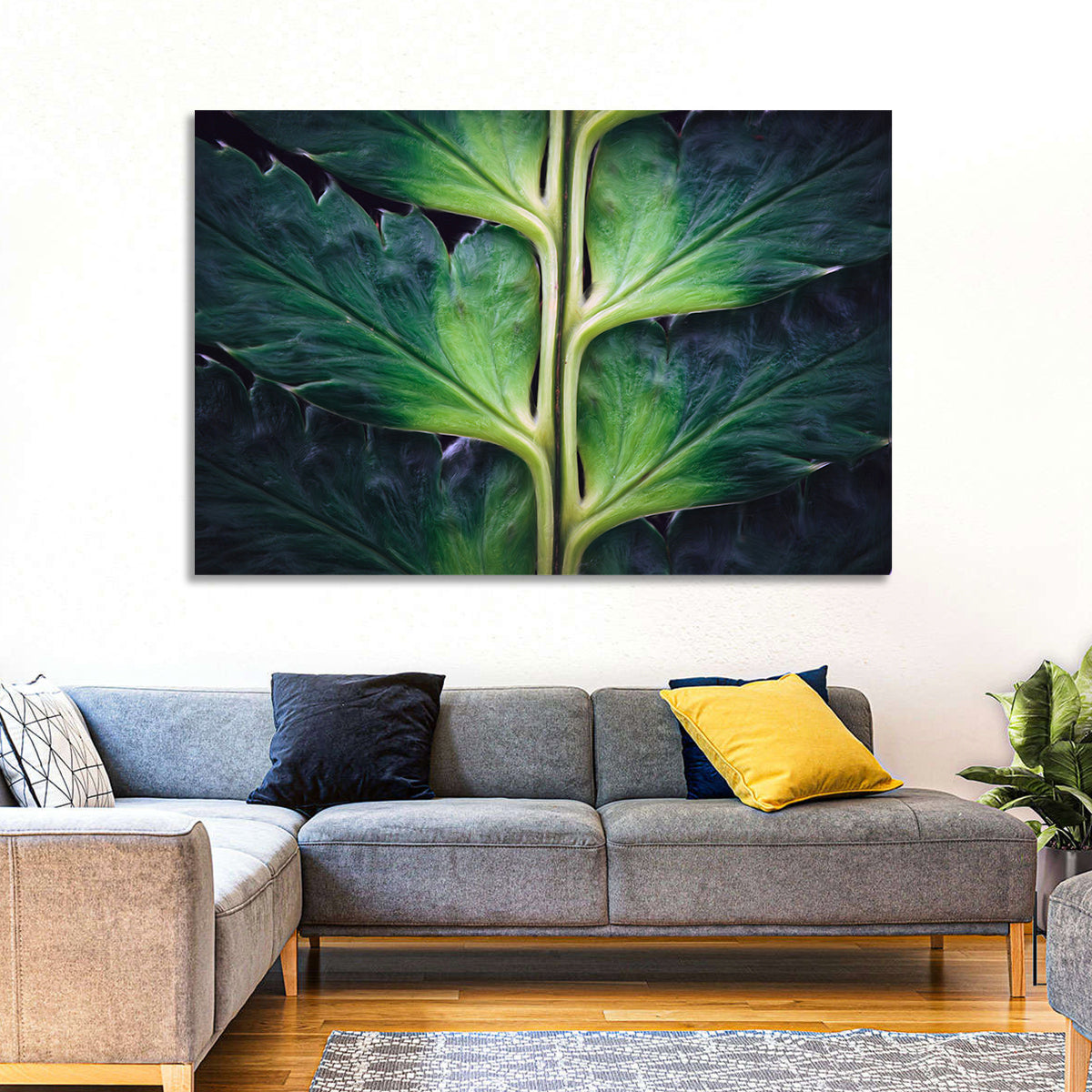 Fern Stem Macro Study Wall Art in a room, landscape