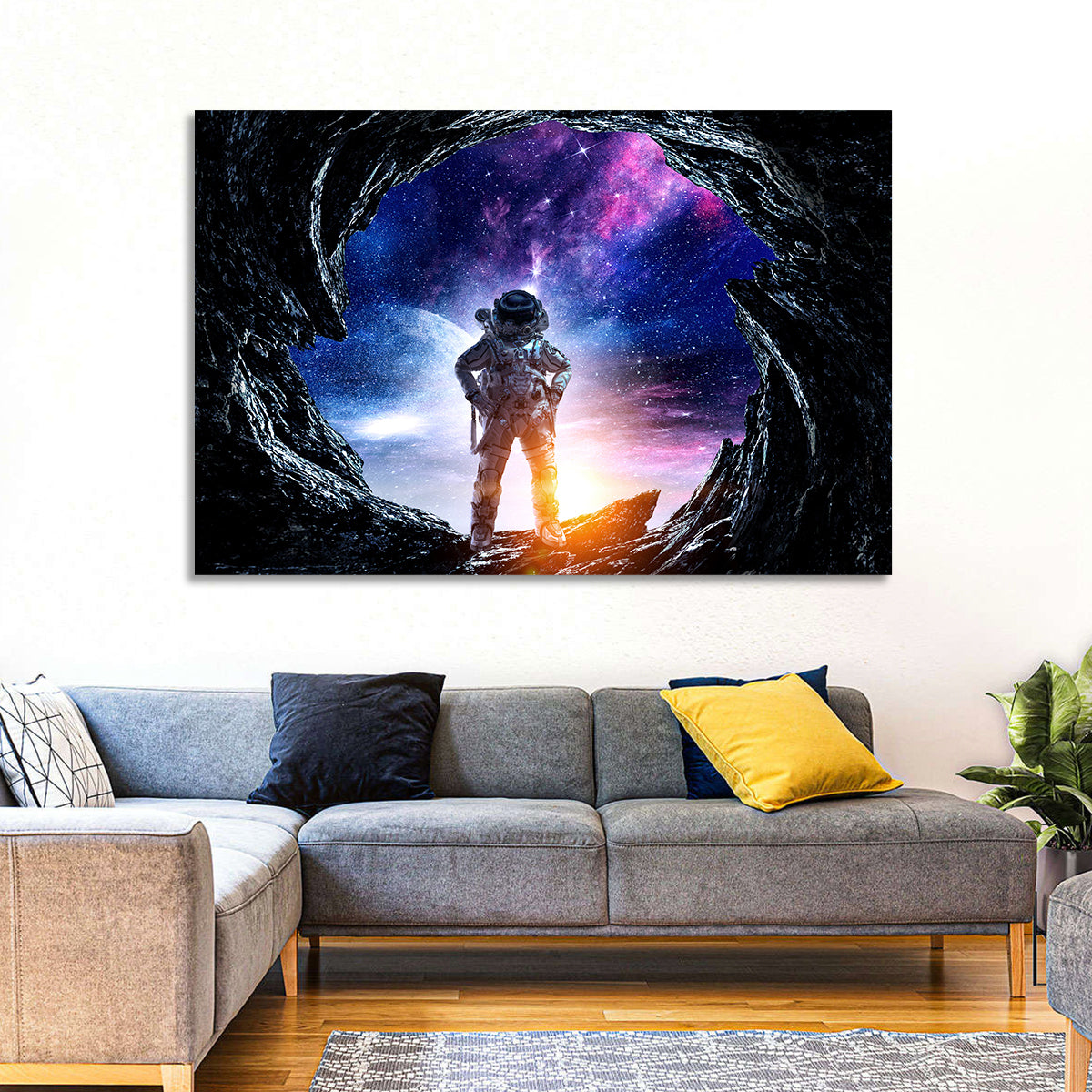 Aliens Planet Cave & Astronaut Wall Art