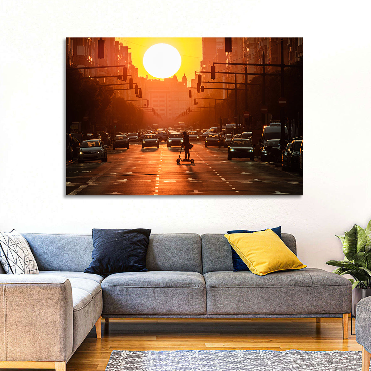 Valencia Port Avenue at Dusk Wall Art