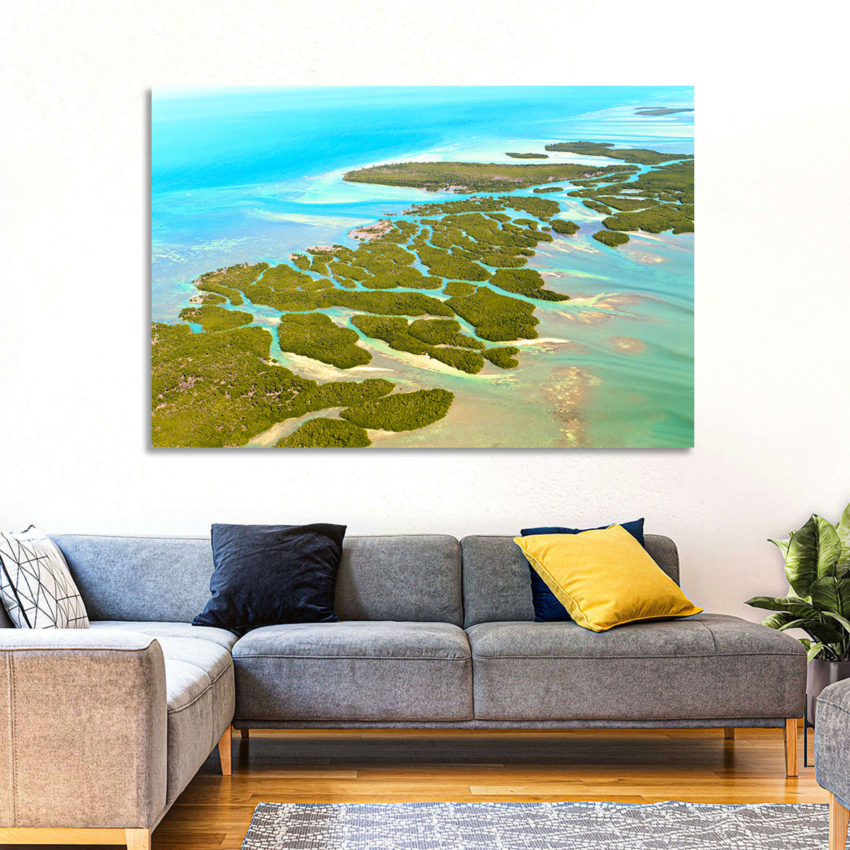 Florida Keys Mangrove Islands Wall Art in a room, landscape