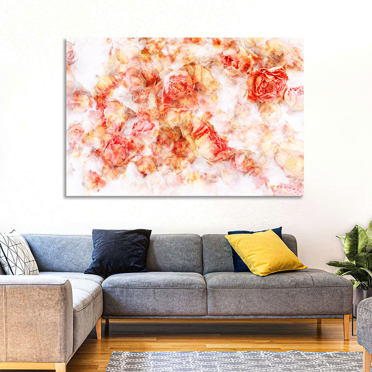 Scattered Dried Rose Petals Wall Art in a room, landscape