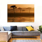 Savanna Sunset Acacia Silhouettes Wall Art