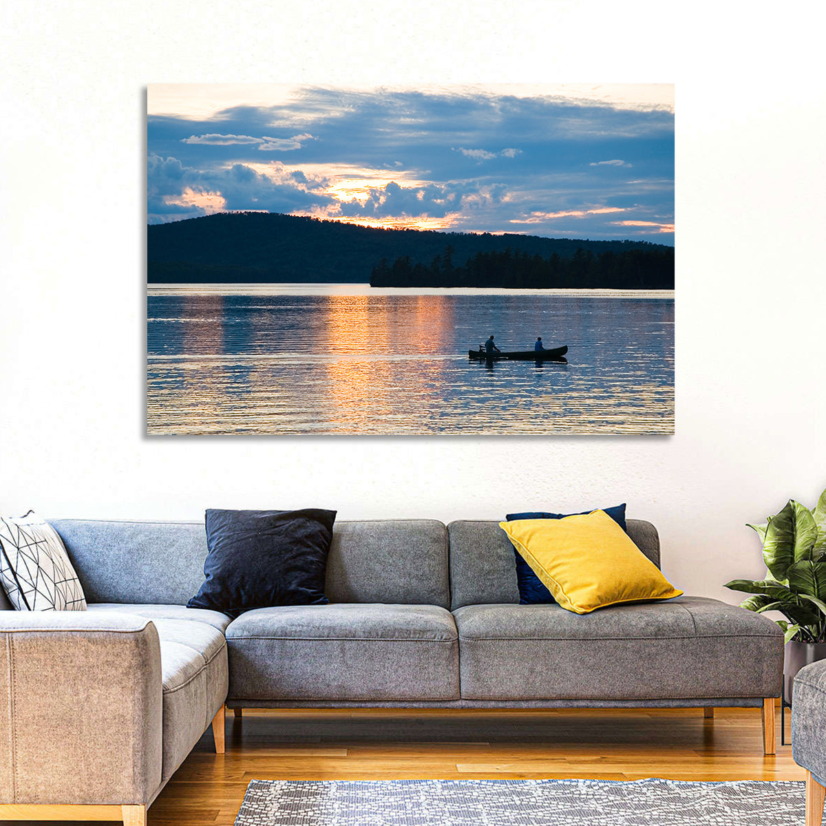 Moosehead Lake Sunset Wall Art in a room, landscape