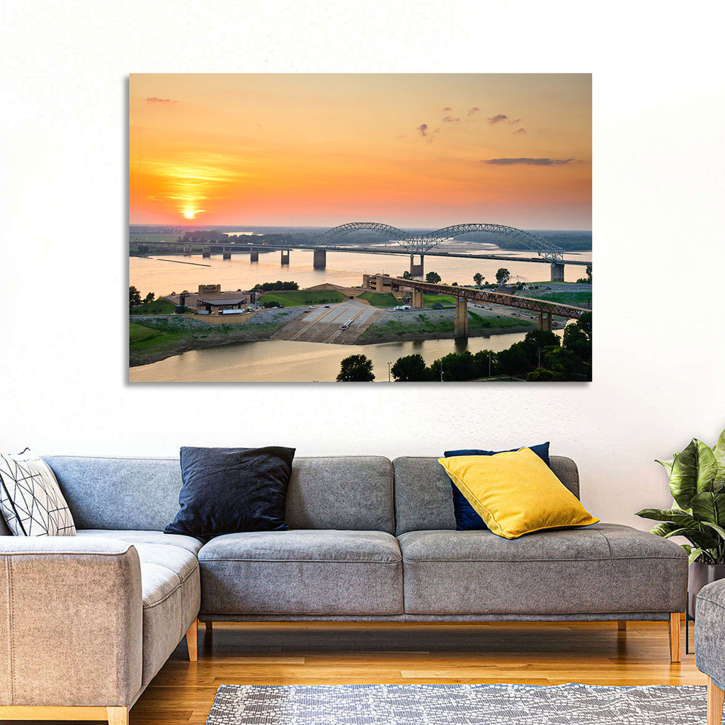 Hernando De Soto Bridge at Sunset Wall Art