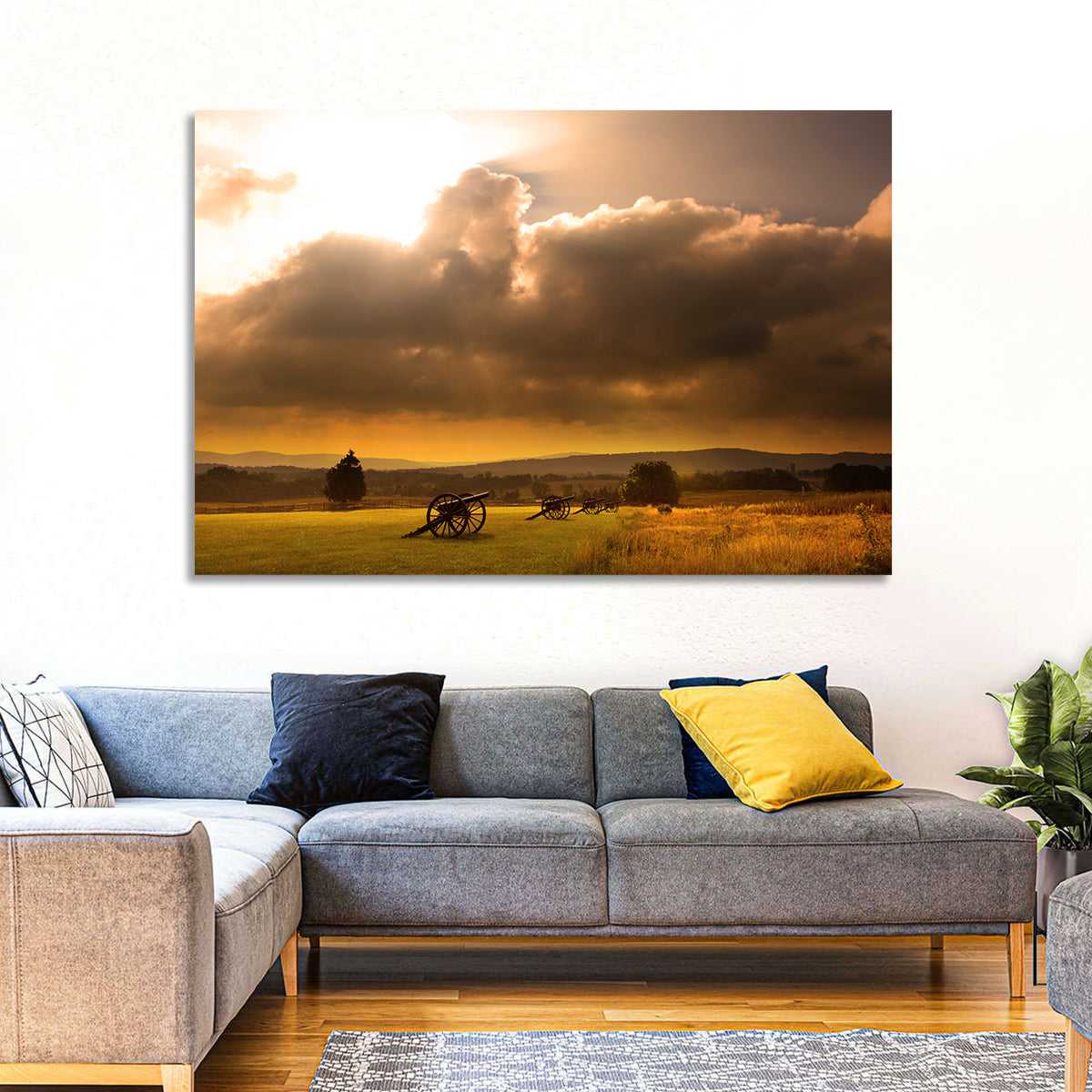 Antietam Civil War Battlefield Wall Art in a room, landscape