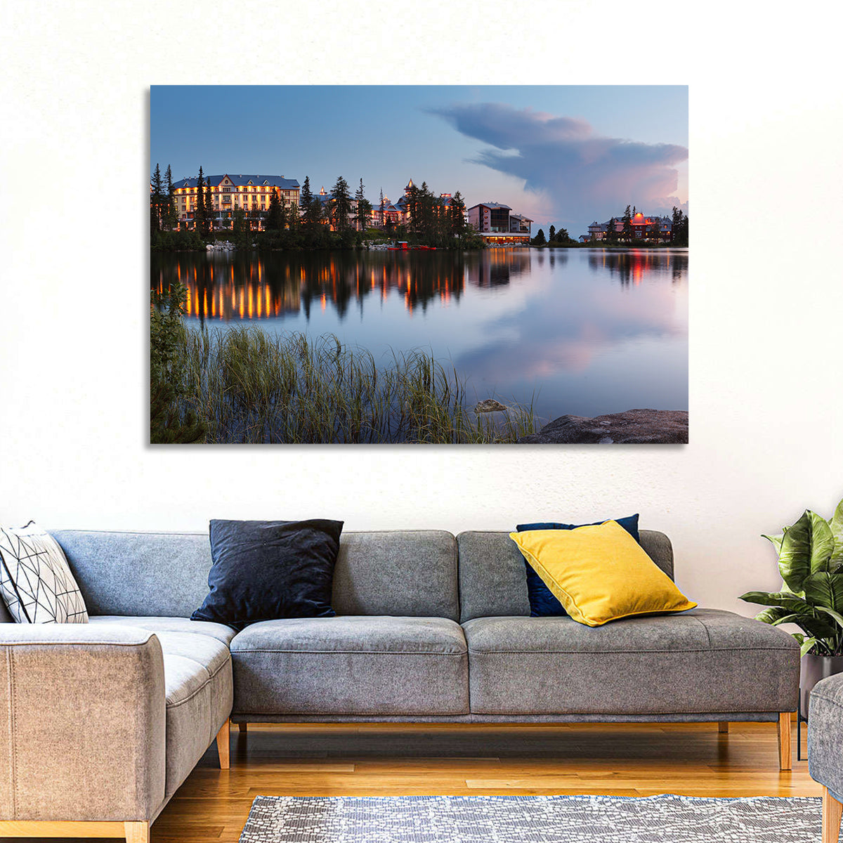 Štrbské Pleso at Dusk Wall Art in a room, landscape