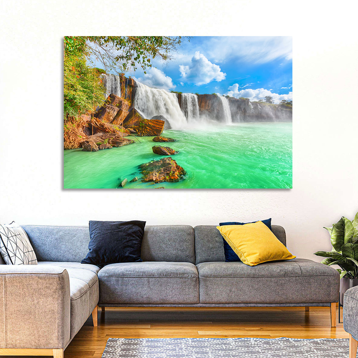 Dray Nur Waterfall Wall Art in a room, landscape