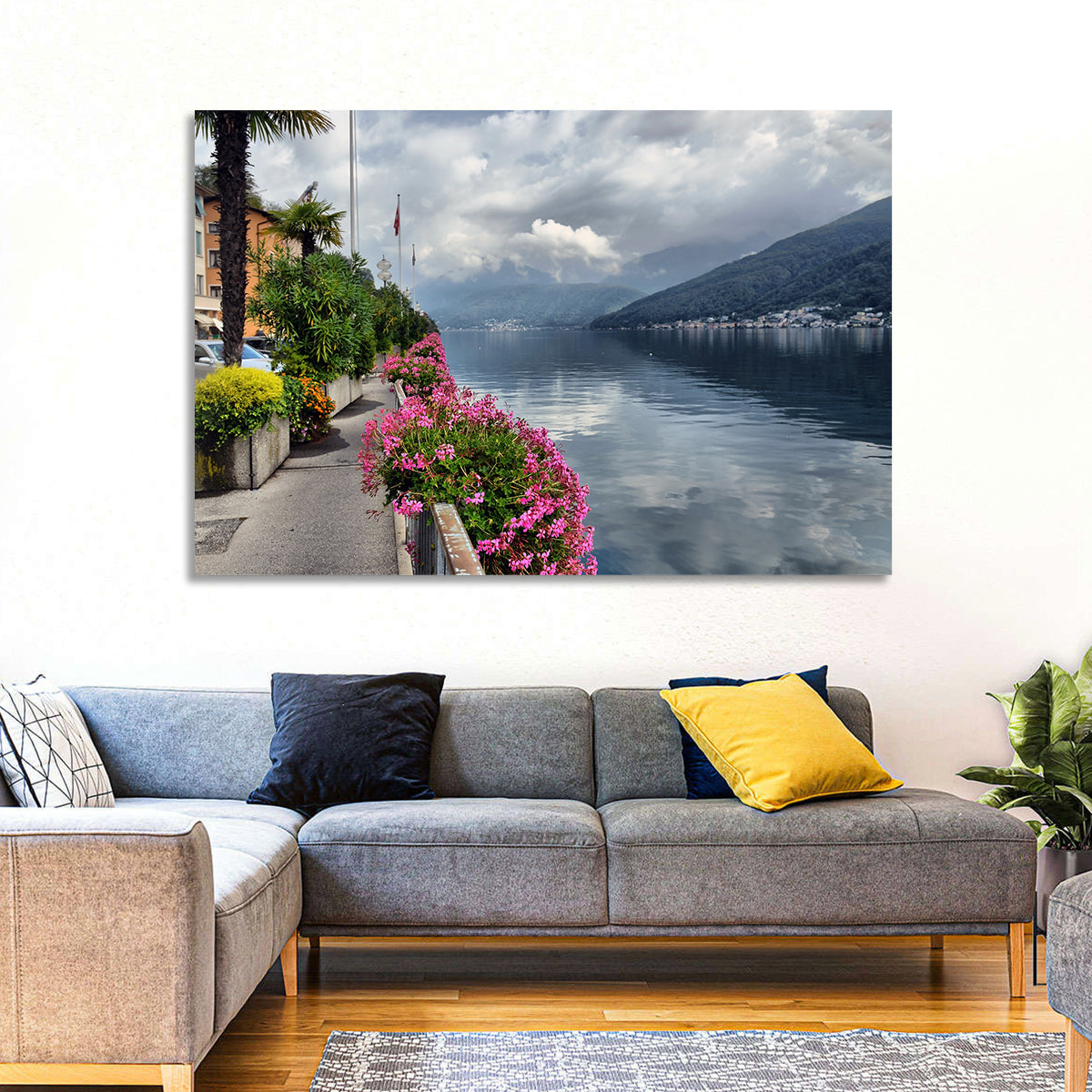 Lake Lugano Floral Walkway Wall Art