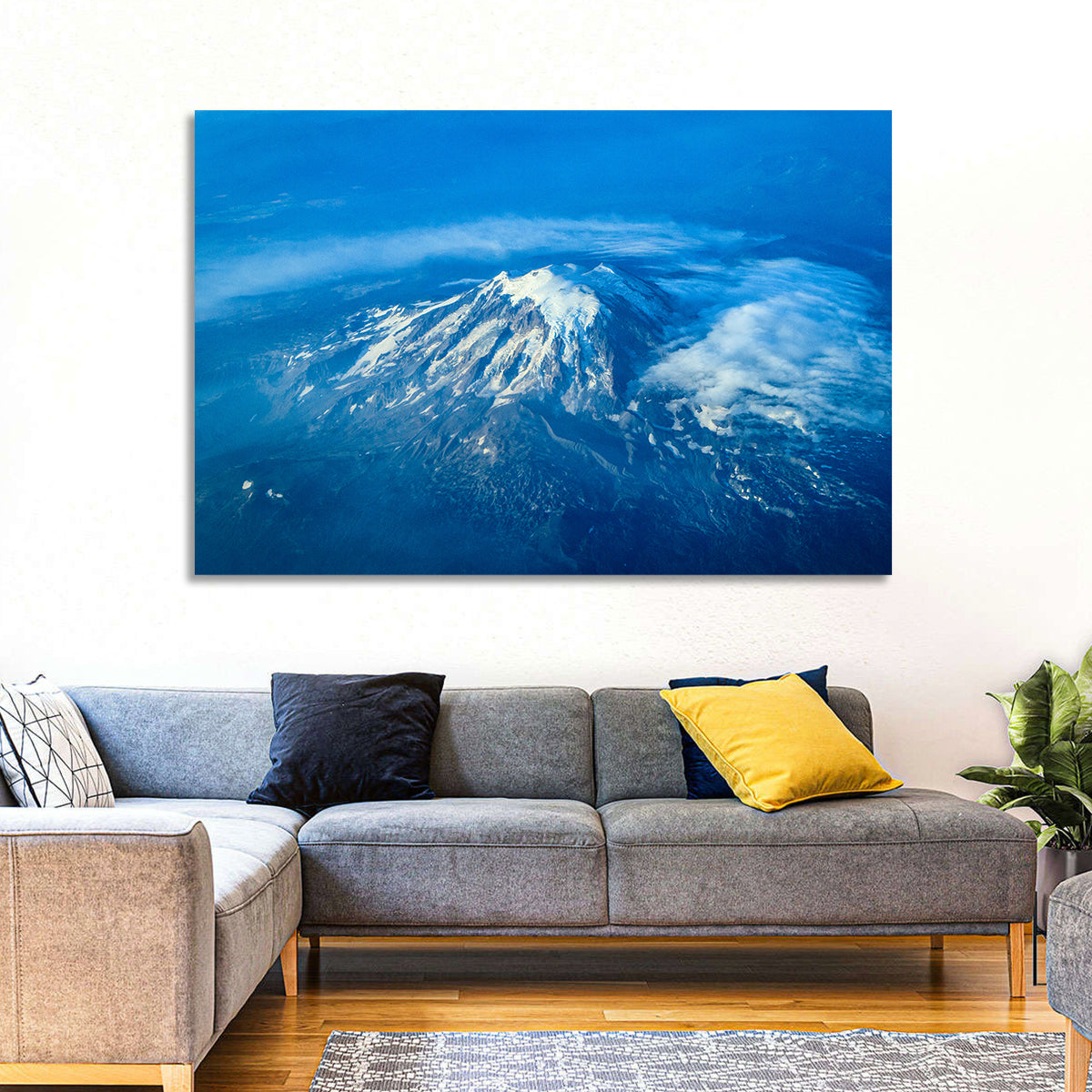 Mount Rainier Above the Clouds Wall Art in a room, landscape
