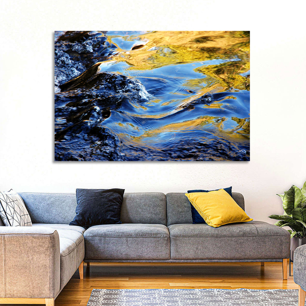 Flowing Stream with Golden Reflections Wall Art