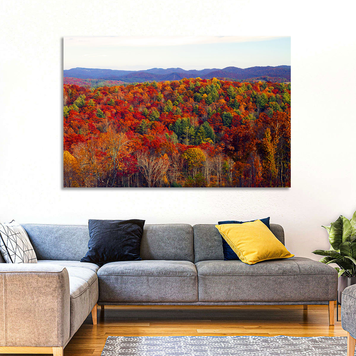 Autumn in the Appalachian Forest Wall Art in a room, landscape