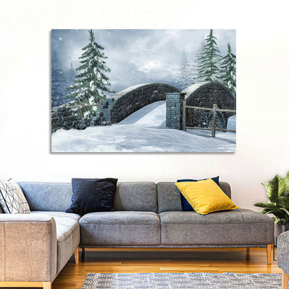 Snowy Park Bridge Wall Art