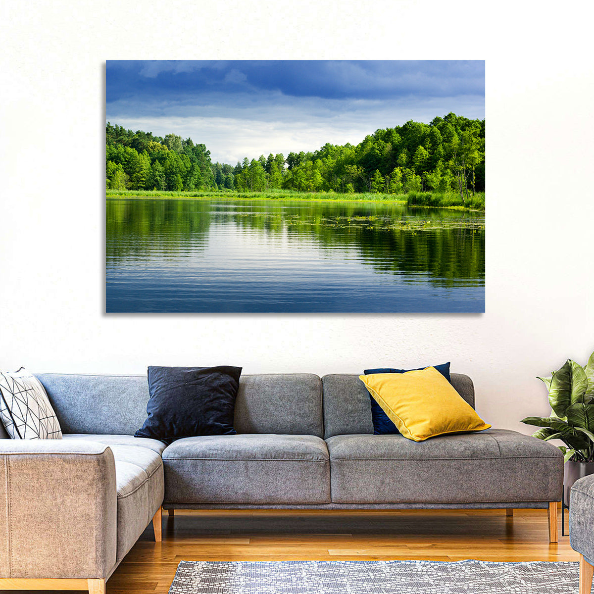 Mazury Forest Lake Wall Art in a room, landscape