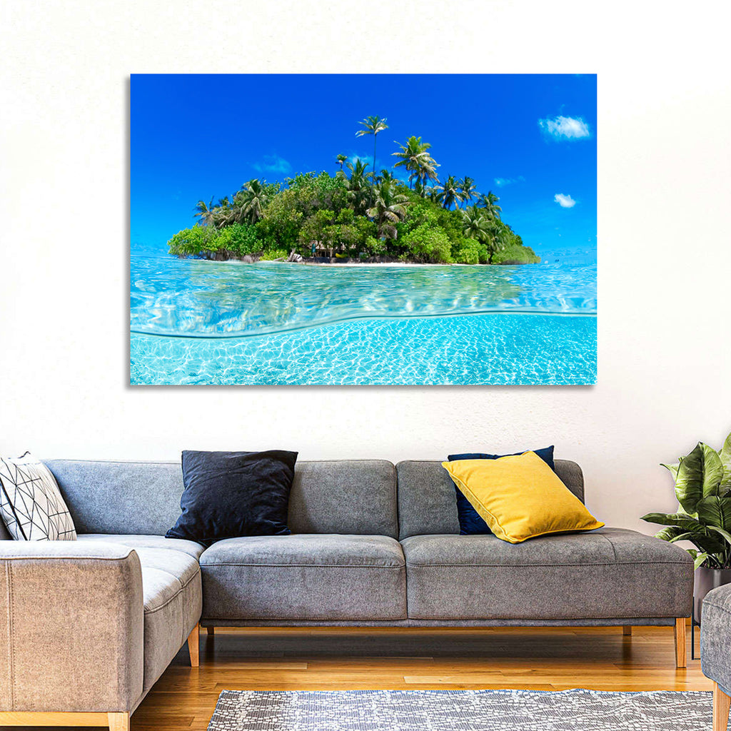 Tropical Island Lagoon Split-level Seascape Wall Art