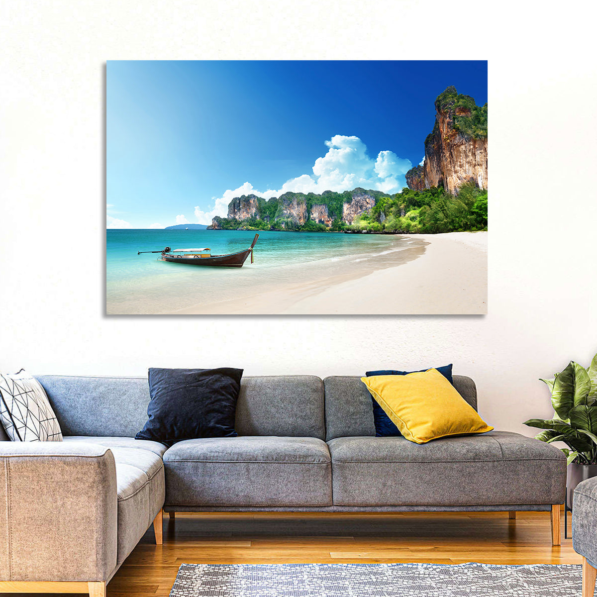 Railay Beach View, Krabi Wall Art in a room, landscape