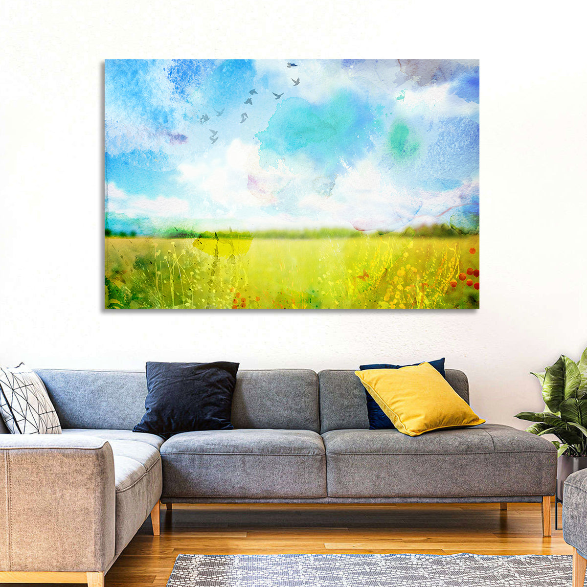 Watercolor Wildflower Field Wall Art